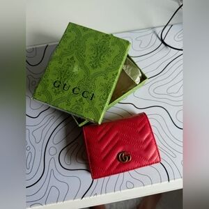 Gucci Red GG Marmont Small Wallet